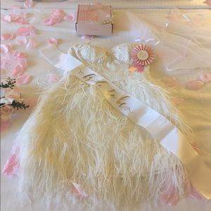 Bebe white feather dress